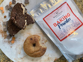 Front label of Relative Foods Baking Powder highlights aluminum-free and gluten-free attributes.