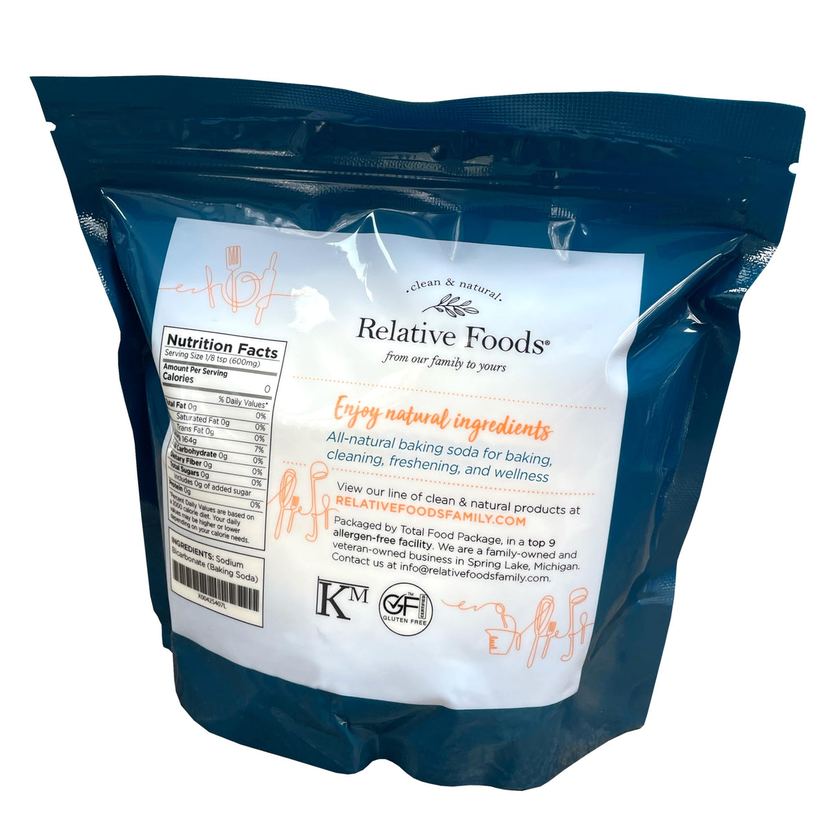Relative Foods Baking Soda 2lbs in bowl for baking and recipe prep.