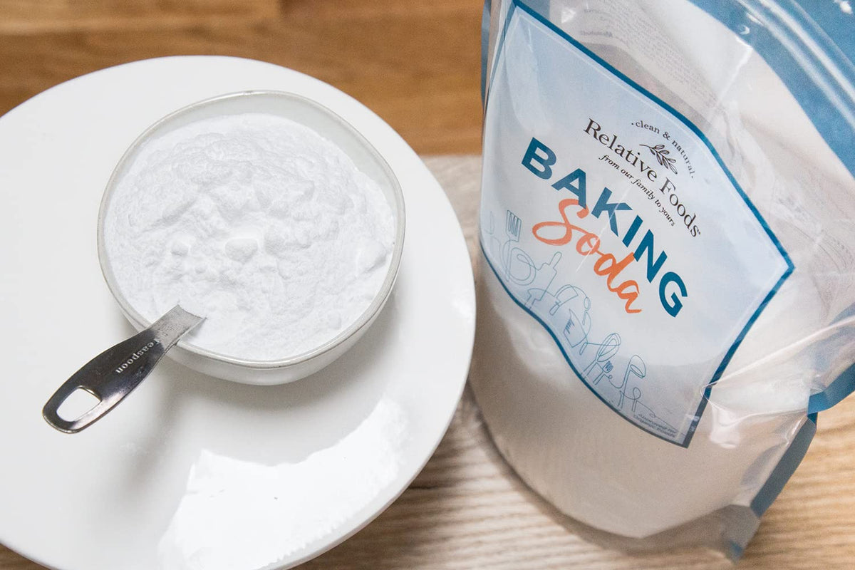 Relative Foods baking soda for DIY care like toothpaste and bath bombs.