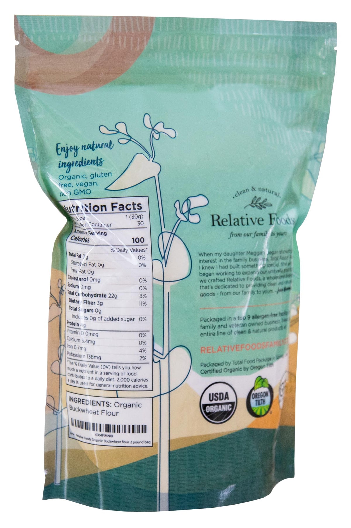 Relative Foods buckwheat flour pour nutty aroma ready for batter