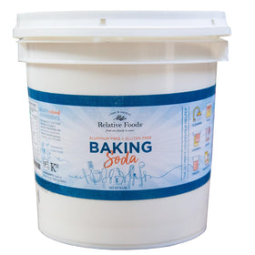 Relative Foods bulk baking soda 10 lb pail for cooking, cleaning, and deodorizing.