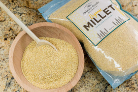 Relative Foods bulk millet pack with resealable bag for freshness.