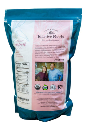 Relative Foods Organic Cane Sugar Crystals bag close-up showing natural crystals.