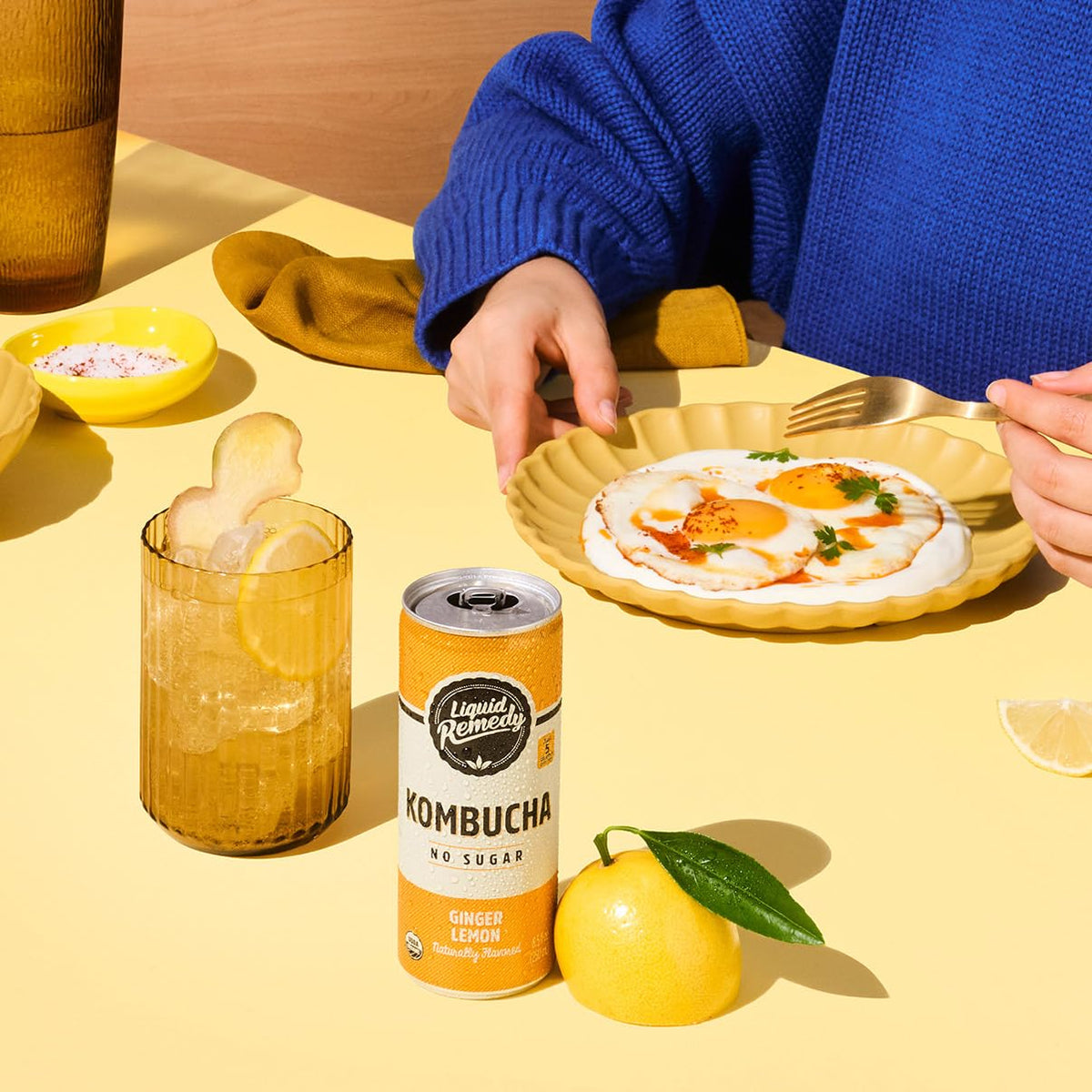 Remedy Liquid Kombucha Ginger Lemon organic label highlights organic ingredients