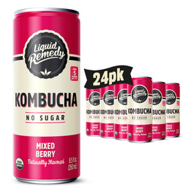 Remedy Liquid Remedy mixed berry can, vibrant color, refreshing gut-friendly sip.