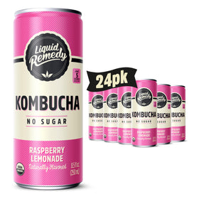 Remedy Liquid Remedy Raspberry Lemonade can showcases vibrant color and sugar-free gut-friendly refreshment