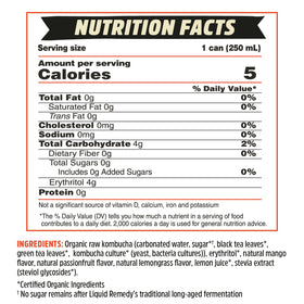 Remedy Liquid Remedy Mango Passion label detail emphasizes sugar-free, low calorie benefit