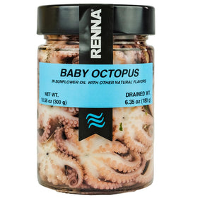 Renna baby octopus in oil 10oz jar: premium Italian seafood for antipasti and pasta