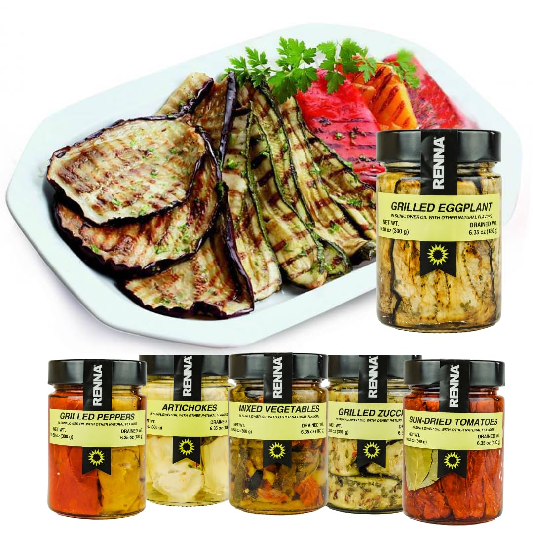 Renna Grilled Eggplants oil pool showcasing silky texture
