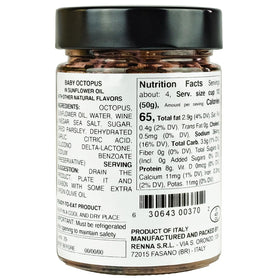 Renna small octopus in oil appetizer-ready, quick starter with olive oil and herbs