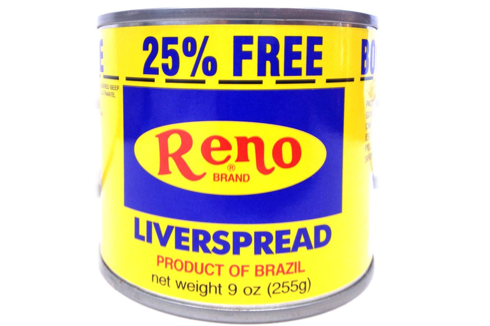 Reno Brand Liver Spread 9oz can, ideal for sandwiches and Kalderata-style dishes.