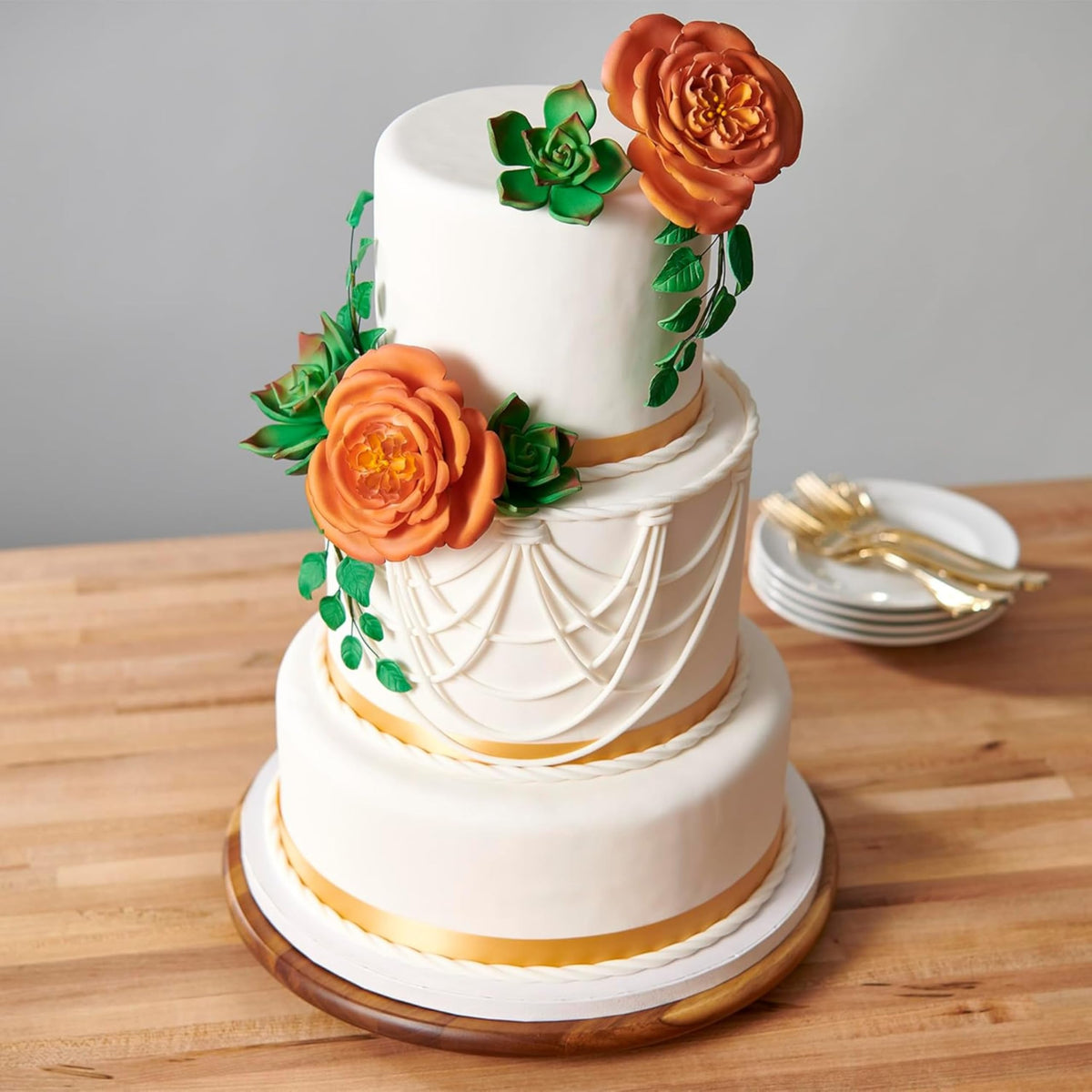 Renshaw fondant provides cake coverage with a sleek finish