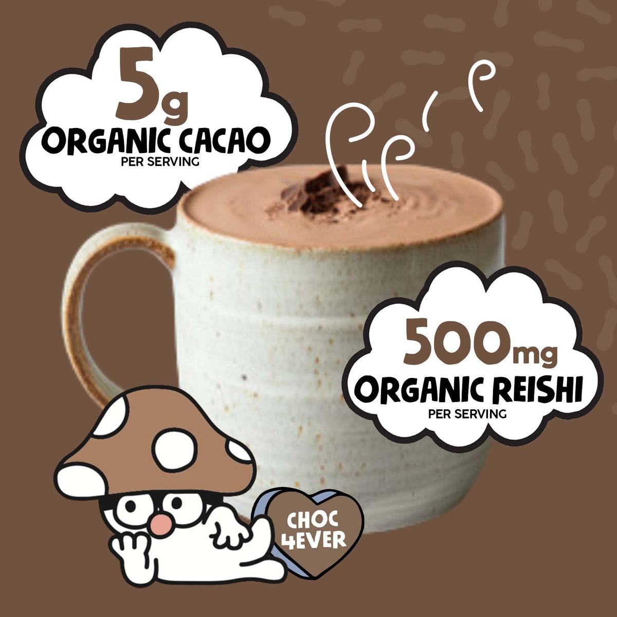 Renude Reishi Cacao dry powder scoop invites easy preparation at home.