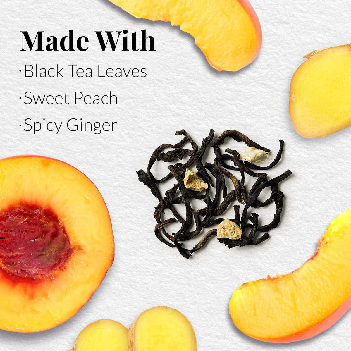 The Republic of Tea Ginger Peach Black tea steeping setup with hot water for a soothing sip.