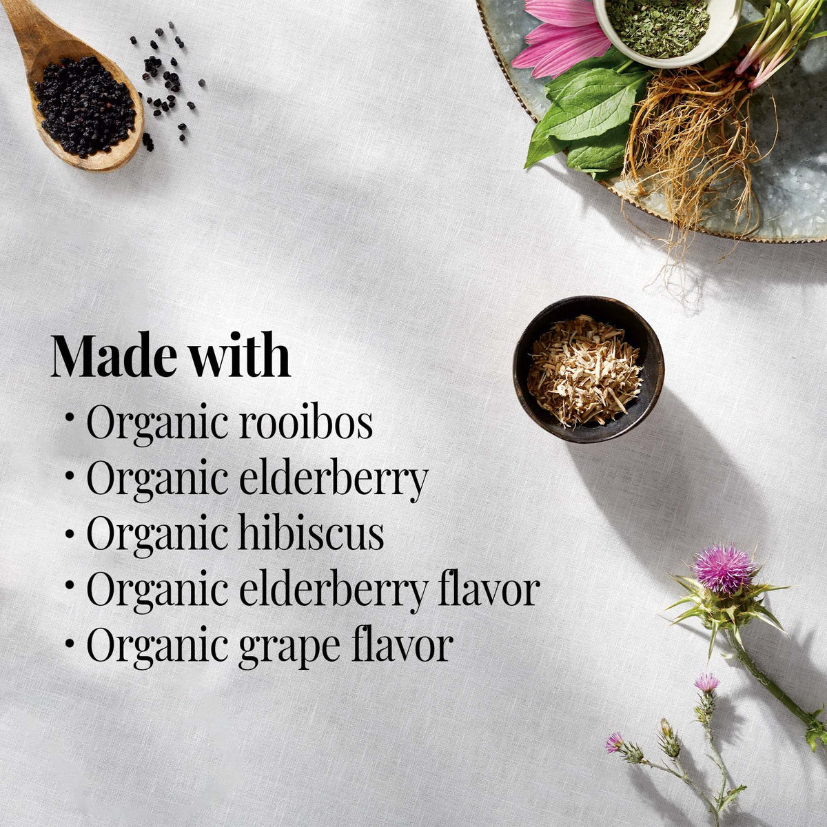 The Republic of Tea hibiscus elderberry infusion, vibrant aroma for refreshing evenings.