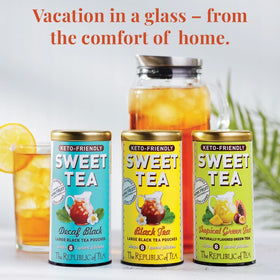 Republic of Tea monk fruit-sweetened tea highlights naturally zero-calorie flavor.