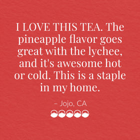 The Republic of Tea Pineapple Lychee Hibiscus box and brand label.