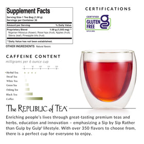 Ingredients highlight for The Republic of Tea Pineapple Lychee Hibiscus blend.