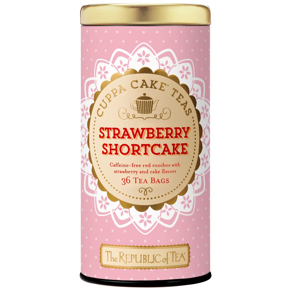 The Republic of Tea strawberry shortcake cuppa cake tea bags for caffeine-free delight