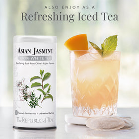 The Republic of Tea white tea and natural flavors in a sachet.