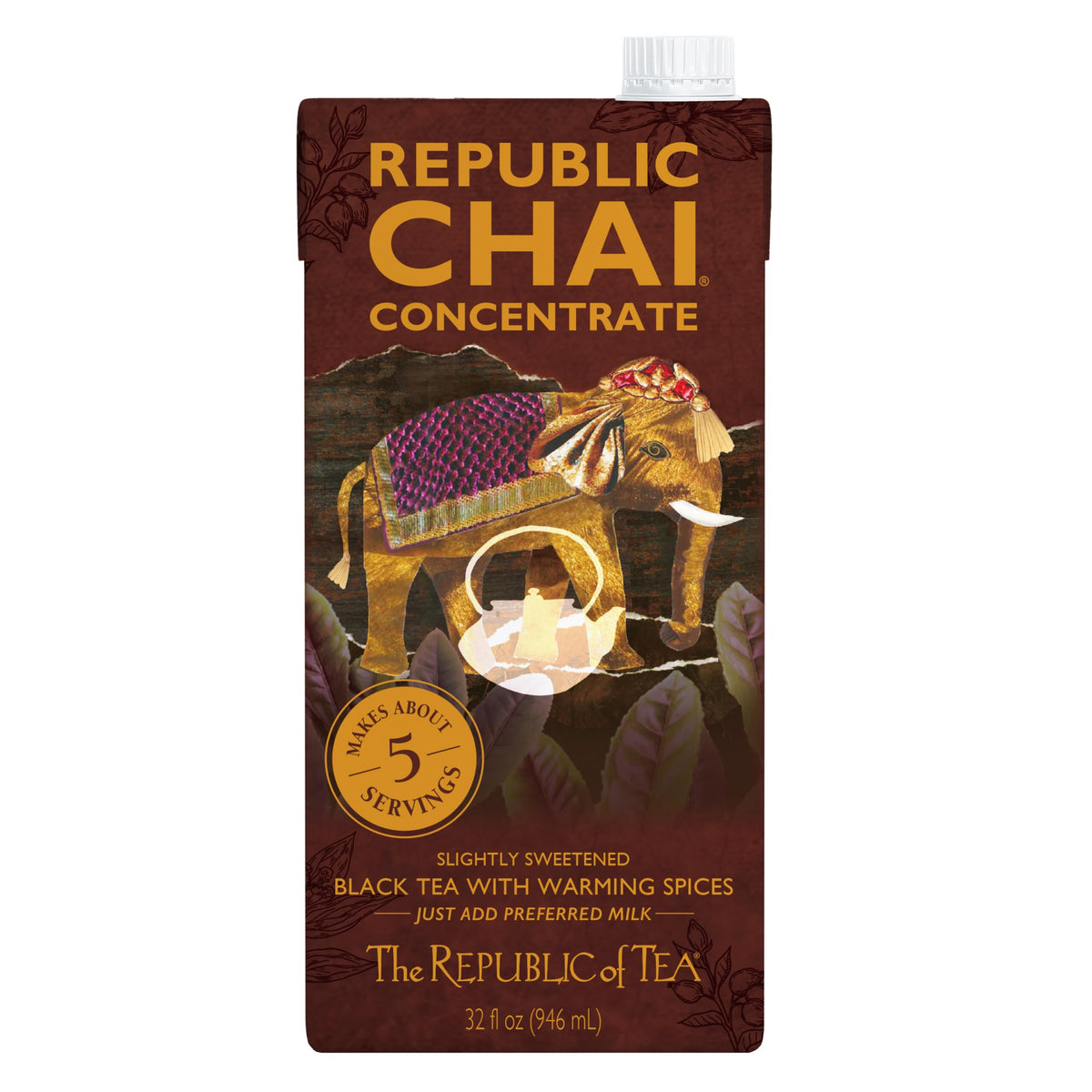 The Republic of Tea six-cartons pack demonstrates gluten-free, kosher, vegan credentials.