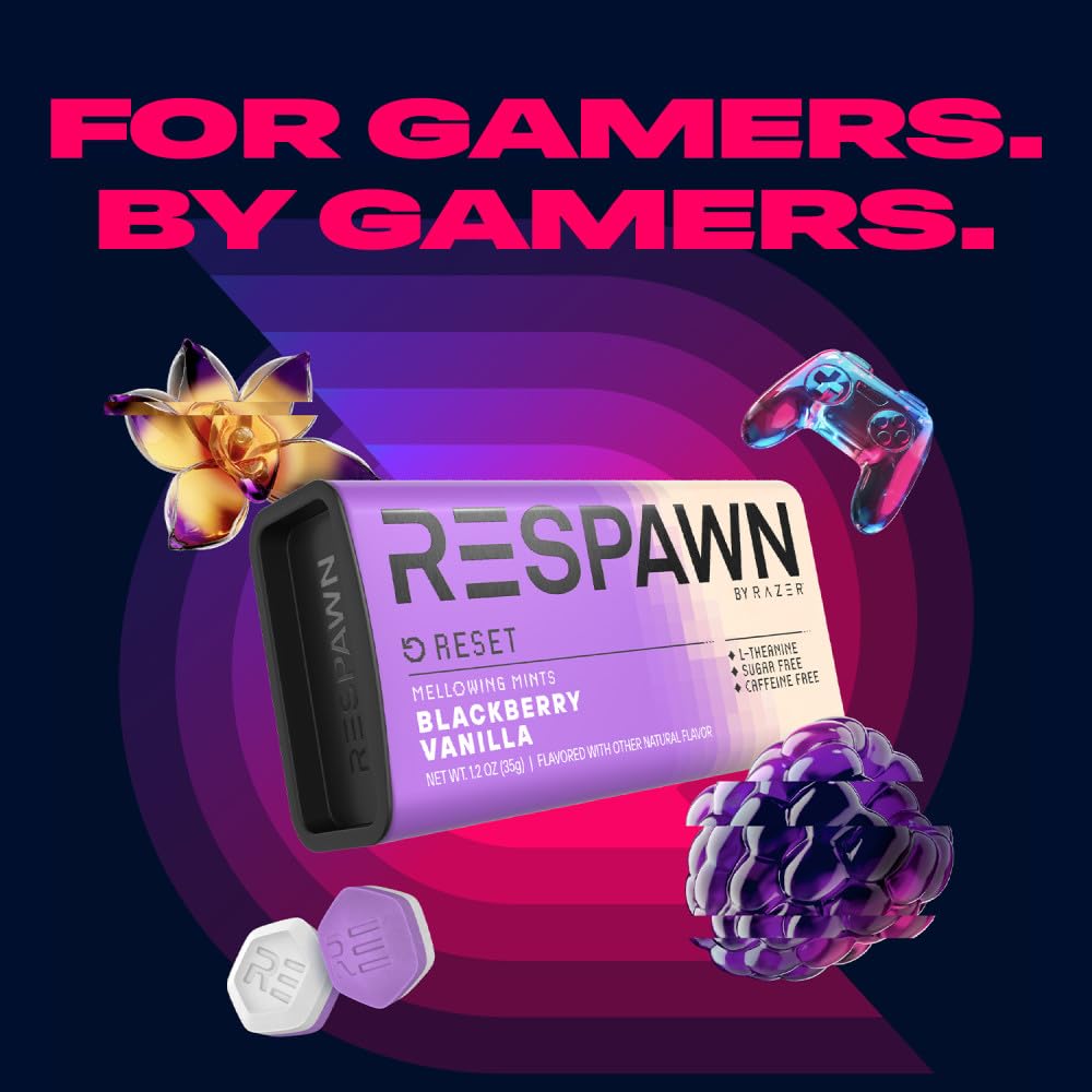 RESPAWN by Razer Blackberry Vanilla Mints logo closeup with sugarfree focus