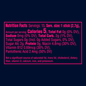 Ingredients label highlights vitamins and green tea extract in RESPAWN gum.