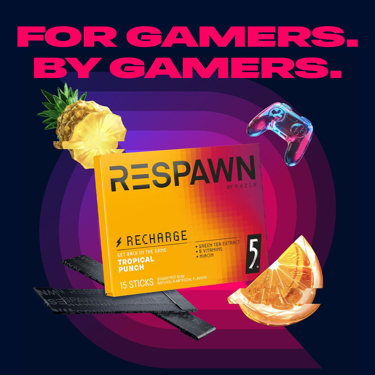 Bulk tropical punch breath refresh through RESPAWN by Razer gum during play.