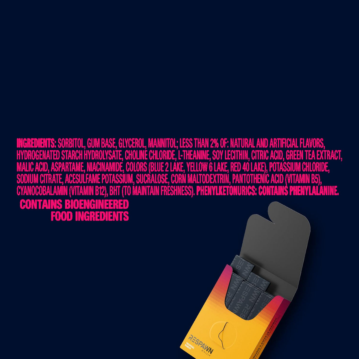 Individually wrapped RESPAWN by Razer gum for easy on-the-go boosts.
