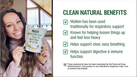 Respira Botanicals mullein tea bags pure leaf, no additives.