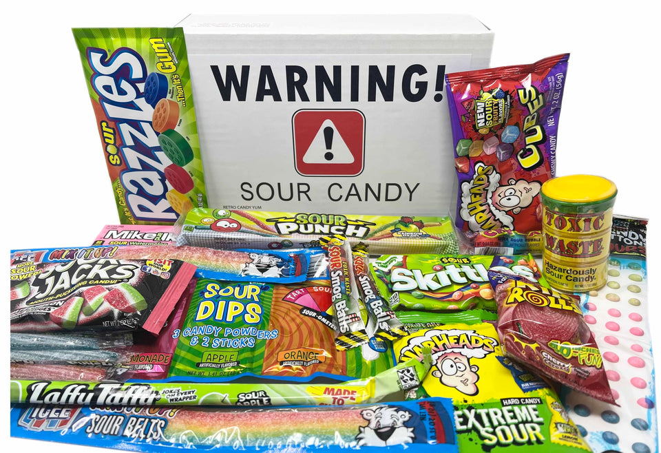Retro Candy Yum gift box exterior, ideal for celebrations and gifting.