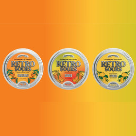Retro Sours Citrus Classic Pack: iconic tin presentation with tangy candy for sharing.