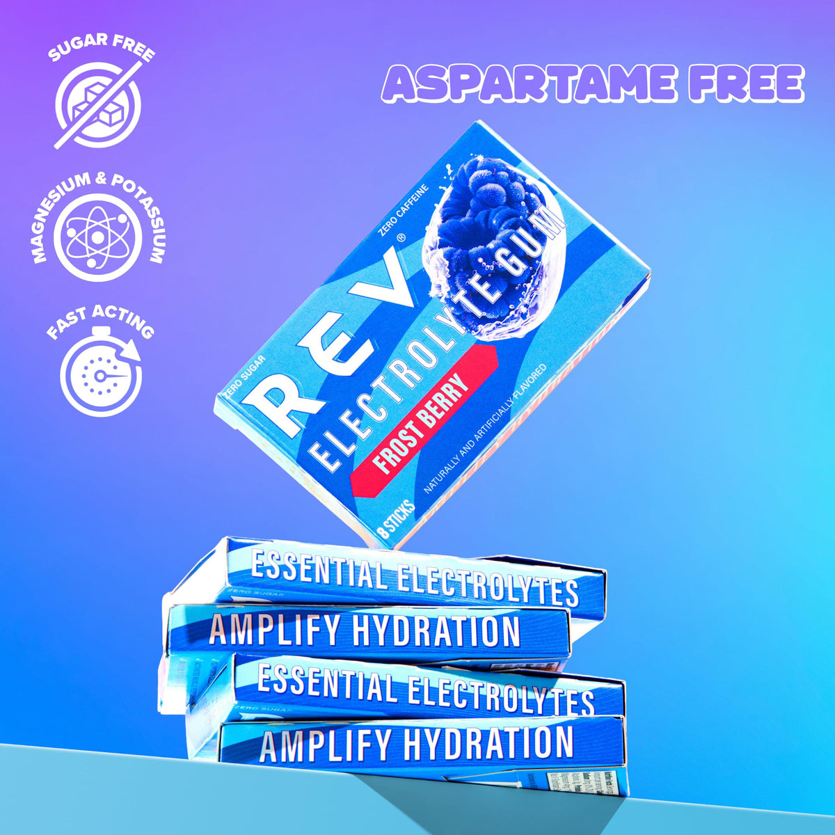 REV Electrolyte Gum Frost Berry athlete-use scene for training hydration.