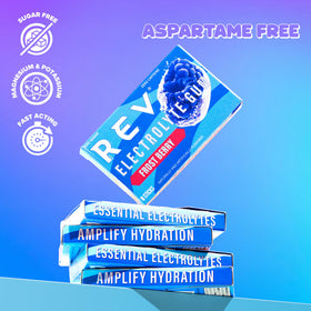 REV Electrolyte Gum Frost Berry athlete-use scene for training hydration.