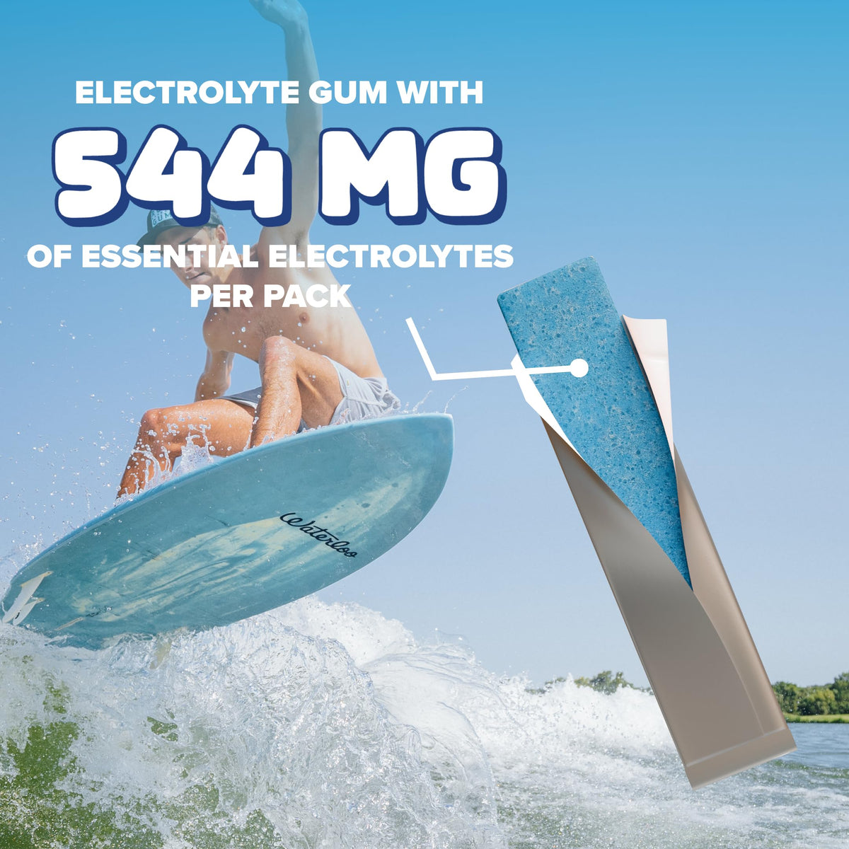 REV Electrolyte Gum Frost Berry sticks in package close-up.