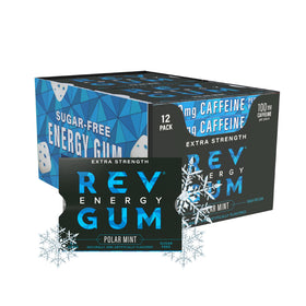 REV Gum caffeine energy gum individual piece showing portability.