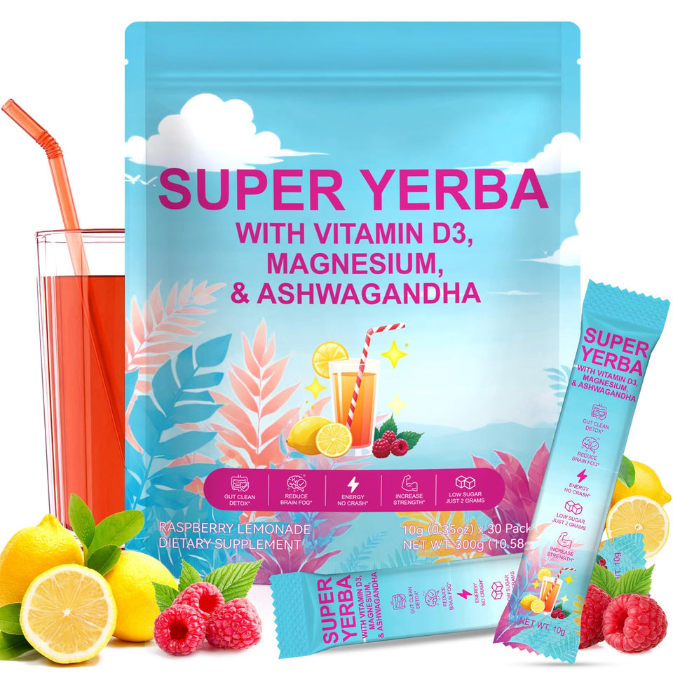 REVIGLAM Super Yerba Mate tea instant powder packets for on-the-go energy