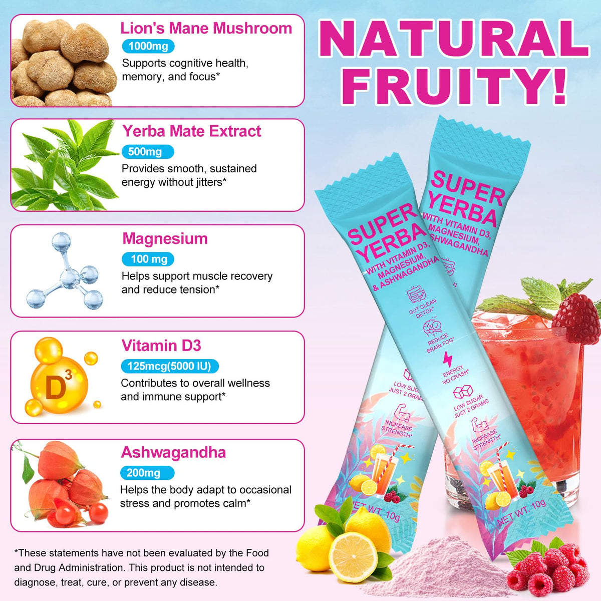 REVIGLAM triple vitality energy drink mix with vitamin D3 and magnesium
