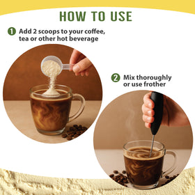 Revitealize collagen creamer creates a rich, frothy coffee texture.