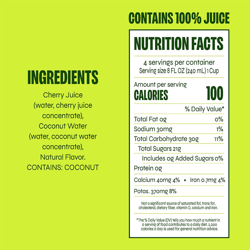 REVL FRUITS Tart Cherry juice pour with coconut water hint, ideal for mocktails.