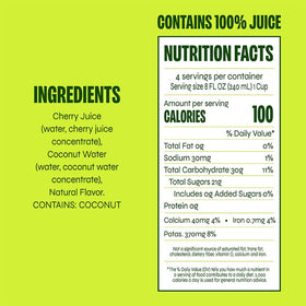 REVL FRUITS Tart Cherry juice pour with coconut water hint, ideal for mocktails.