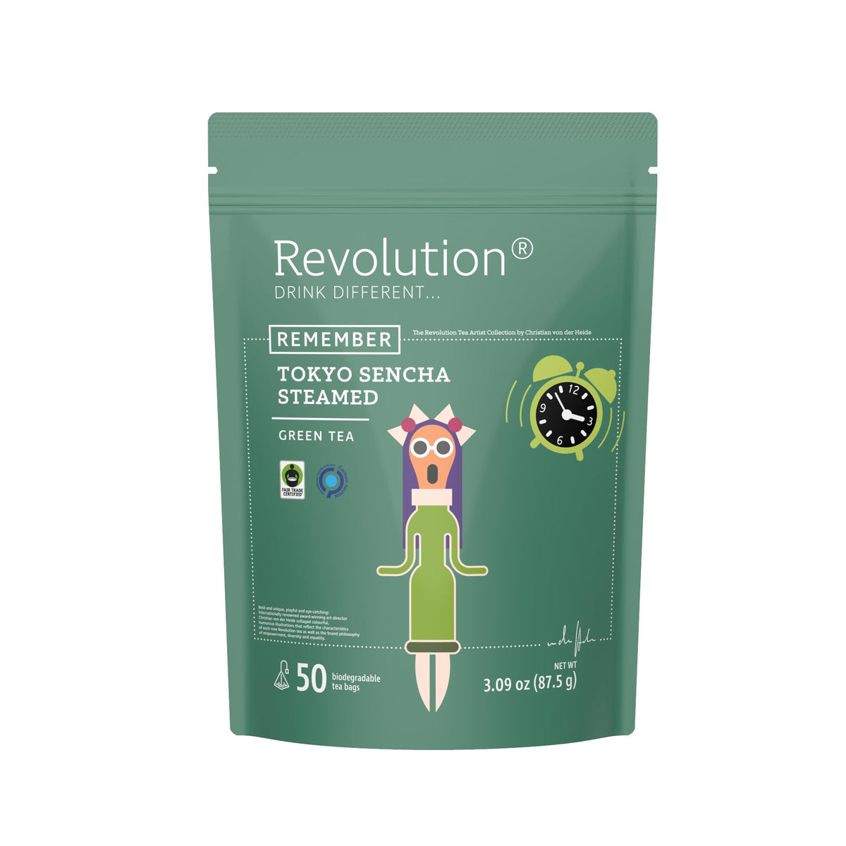 Revolution Tea Sencha steamed leaves in a cup, pure Japanese green tea flavor