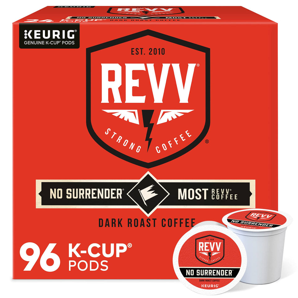 REVV No Surrender box front with bold branding for strong coffee