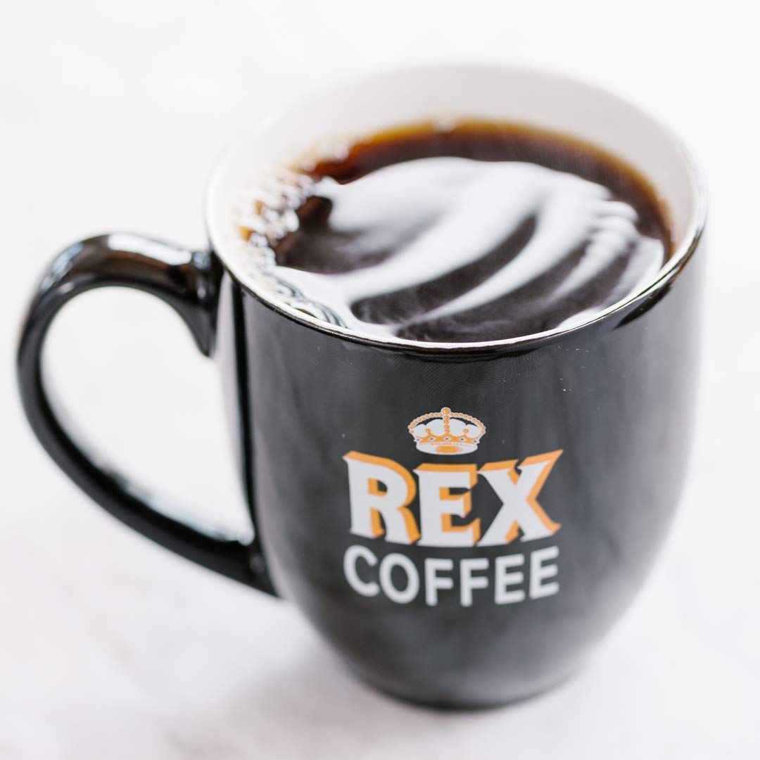 REX COFFEE USDA Organic and Fairtrade certified labels.