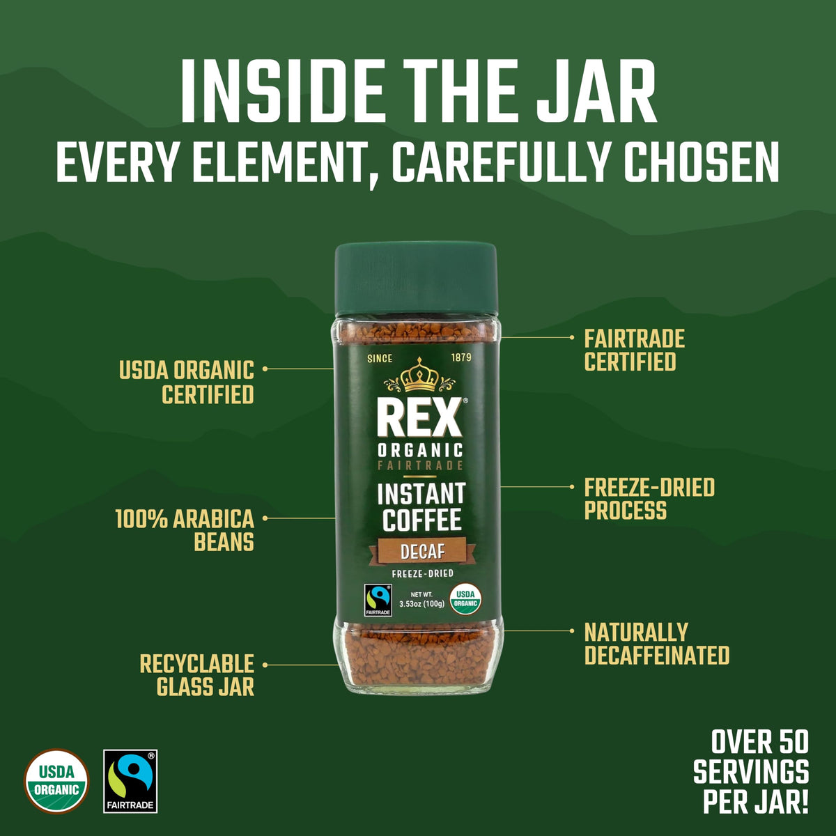 Rex Coffee brew-ready with water demonstrates hot or cold beverage versatility.
