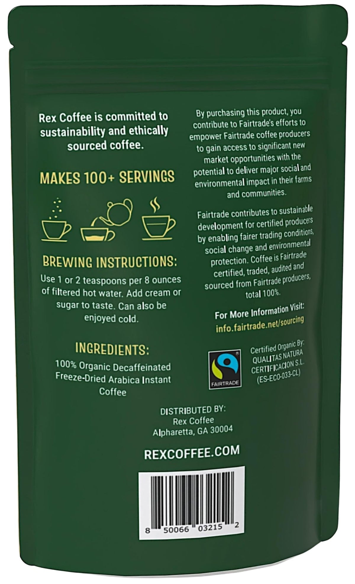 REX COFFEE Natural aroma preserved by freeze-drying methods.