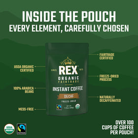 REX COFFEE 7.05 oz bag yields 100+ cups, ideal for home or office.