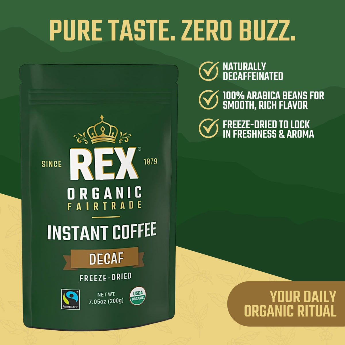 REX COFFEE Freeze-Dried Instant Coffee powder dissolves instantly in water.