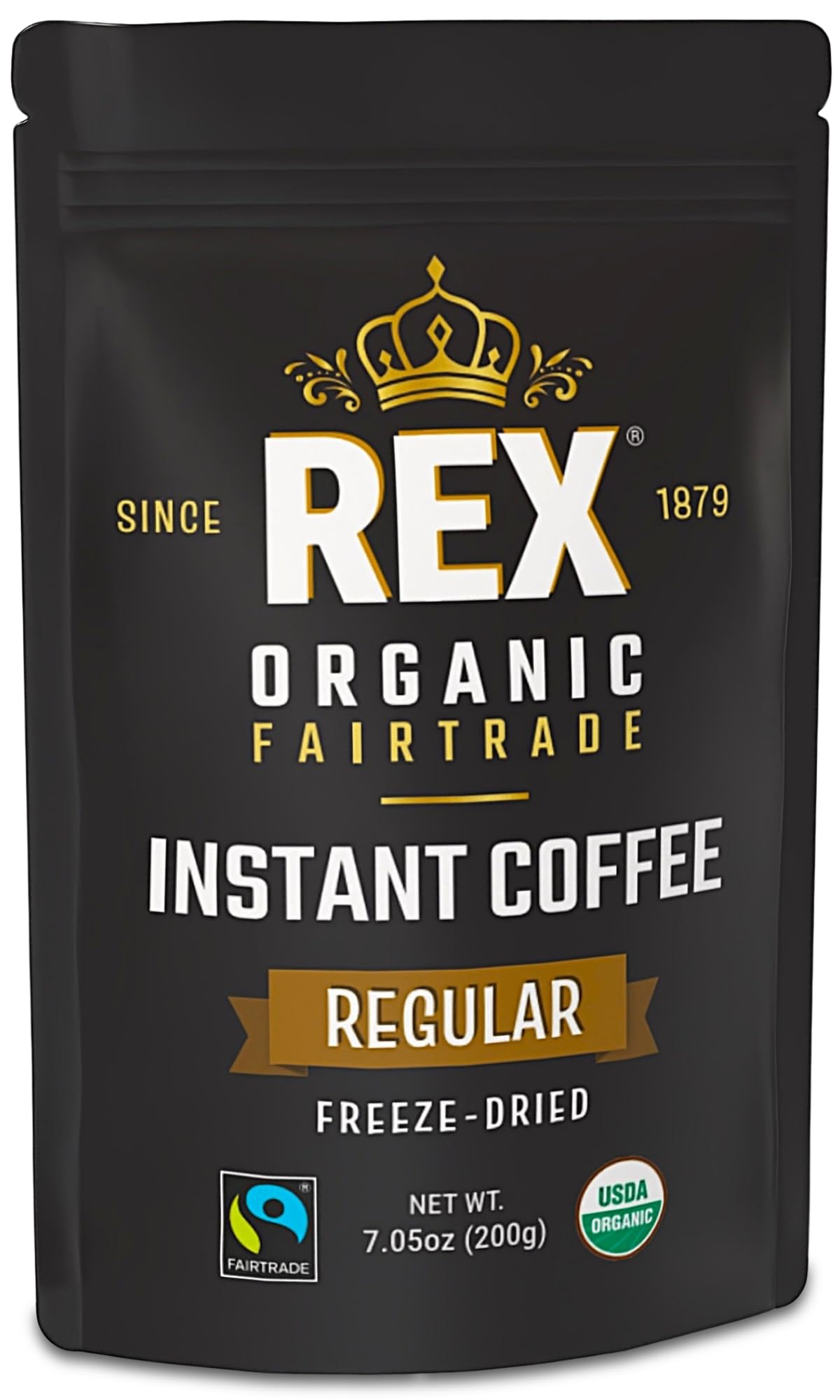 REX COFFEE organic fairtrade pouch shown for convenient sustainable brewing at home.