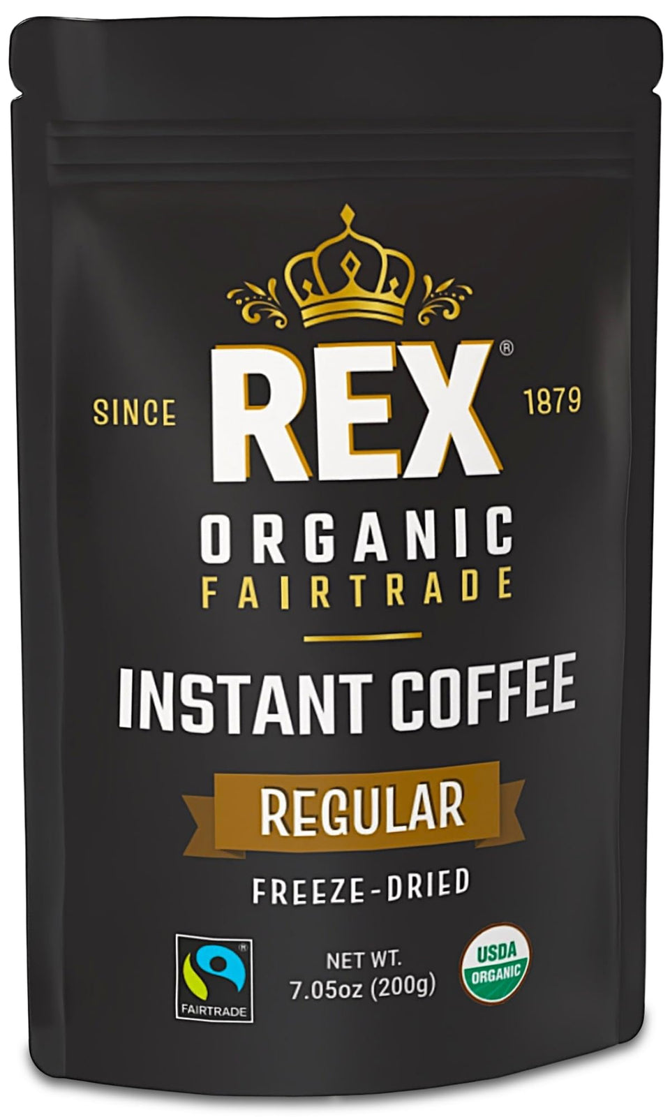 REX COFFEE organic fairtrade pouch shown for convenient sustainable brewing at home.